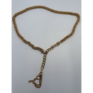1980s Vintage Gold Tone Byzantine Style Chain Belt Hook Closure 36" Long